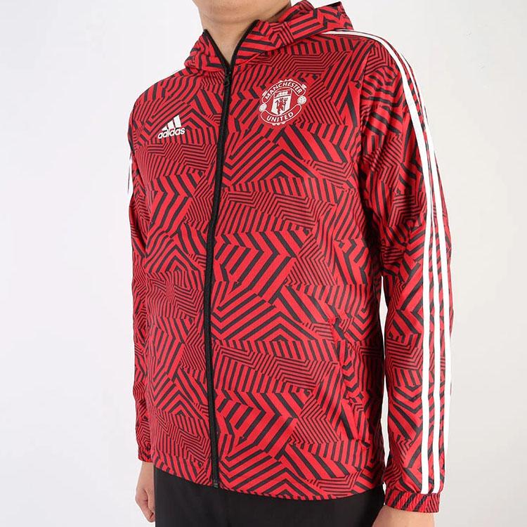 Adidas Mufc Windbreaker Hooded Jacket Men Outerwear Scarlet FR3844