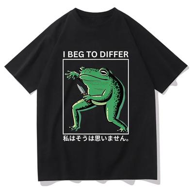 Ich muss widersprechen Frosch T-Shirt Lustiger Japanischer Frosch Retro Kleidung Harajuku Kleidung Sommer Grafik T-Shirts Oberteile Ästhetische Kleidung