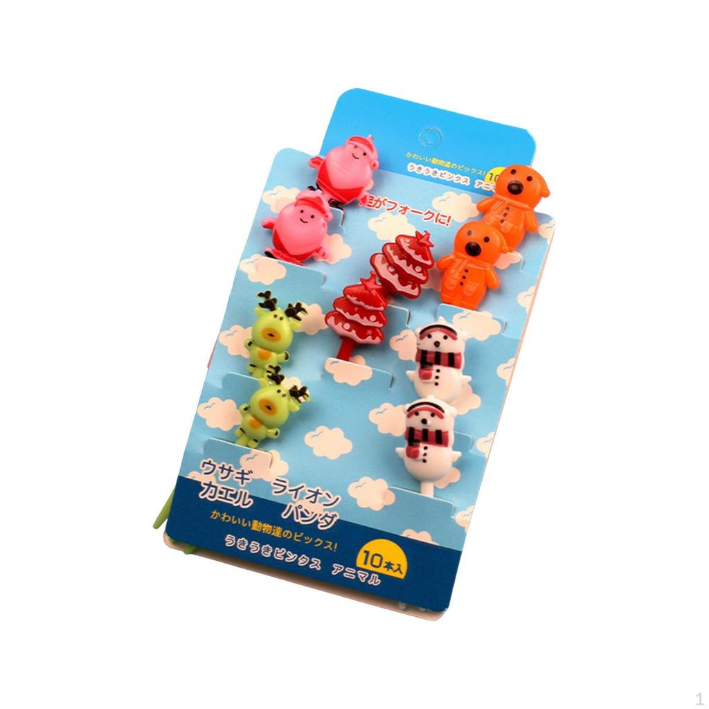 10 Pieces Christmas Fruit Forks Creative Cake for Salad Dessert Cheese Opp Bag Package