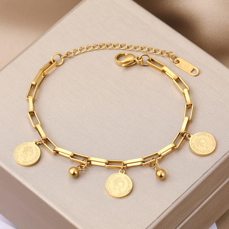 Bracelet rond de marque avec pendentif roi, breloque de boîte de nuit pour filles, boucle ajourée, pompon de luxe à la mode