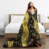 African Art Black And Gold Pattern Flannel Blankets Custom Throw Blanket for Home 200x150cm Quilt,