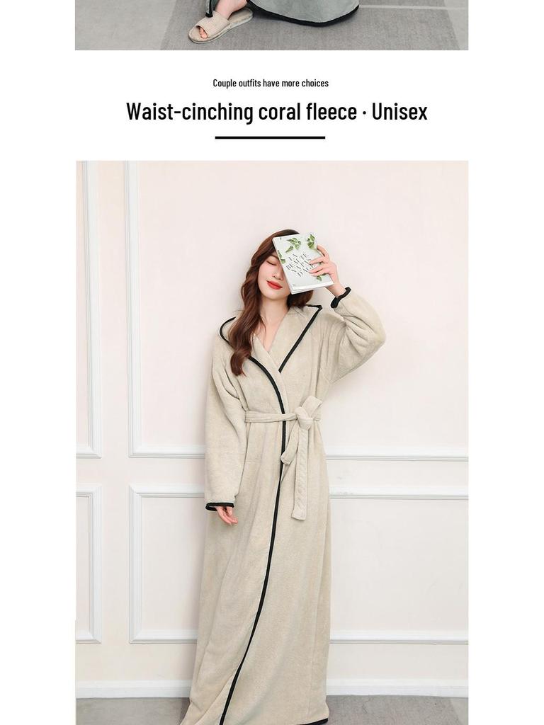 Vestaglia da Donna con Cappuccio in Pile Corallo - Spessa, Assorbente e Accogliente, Pigiama per Autunno e Inverno.
