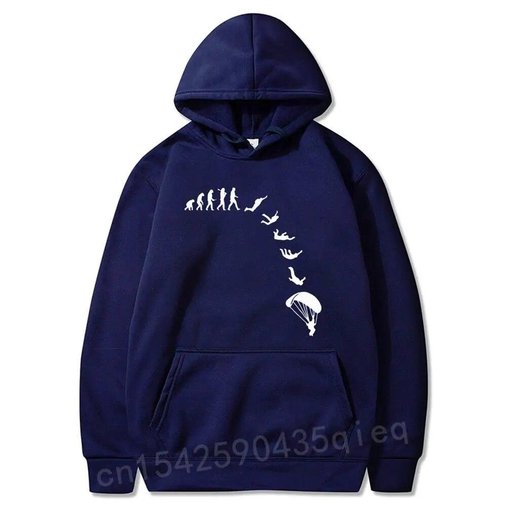 Novelty Parachute Parachute Jump Evolution Unisex's Hooded Unique Design Print Graphic Polyester Long Sleeve Sweatshirt Unisex Hooded