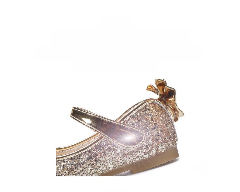 Aisha Gold Crystal Girls' Soft Flat Dance Dress Shoes - Princess Style