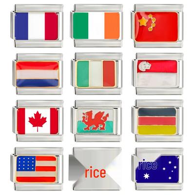 Nuove Bandiere del Mondo Smalto Acciaio Inossidabile Braccialetti Italiani Fai da Te Accessori