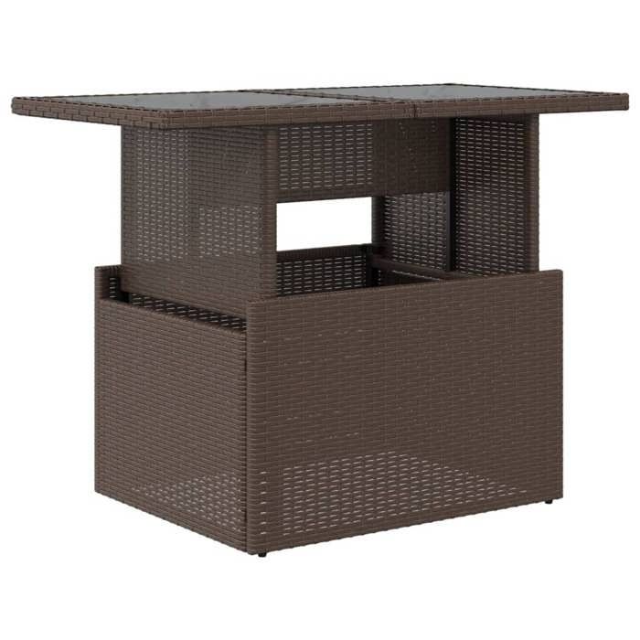 VidaXL Garden Table Brown Glass Top 100x55x73 Cm Poly Rattan, Outdoor Table, Table, Outdoor Dining Table, 366208