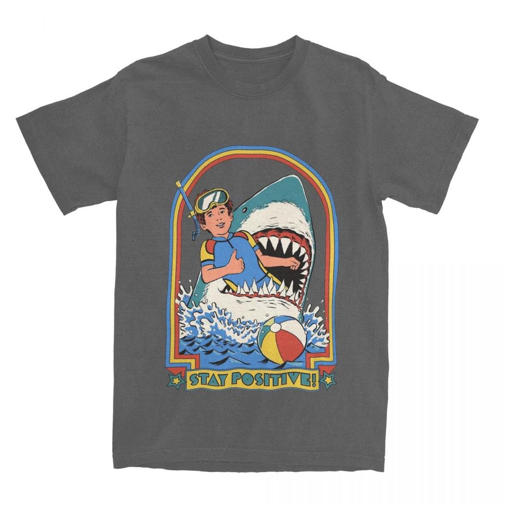 Unisex Womens Vintage Horror Humor Stay Positive T Shirts Accessories S S Nostalgia Humorous Cotton Tops Tshirt