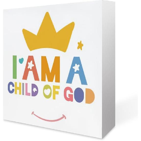 Inspirational Home Office Desk Wooden Box Sign Decor Because He Lives I Can Face Tomorrow Motivational Desk Decorations for Living Room Kitchen 5x5inch