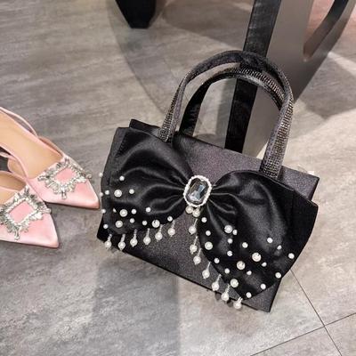 Ladies Handbag Bow Pearl Dinner Bag Cute Girl Street Shot Messenger