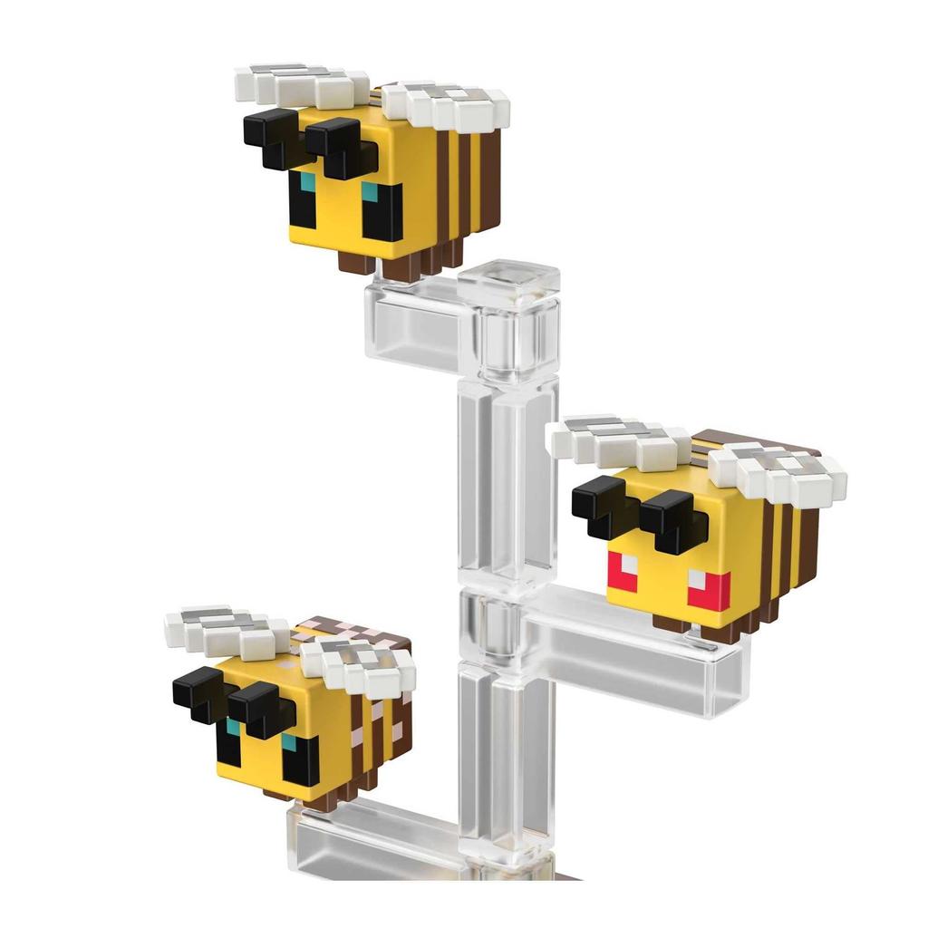 Mattel Minecraft Bees Action with 1 Piece 1 Building Toy Inspired by Video Collectible Gift for Fans Kids Ages 6 Years Older Figure, 3.25-in,