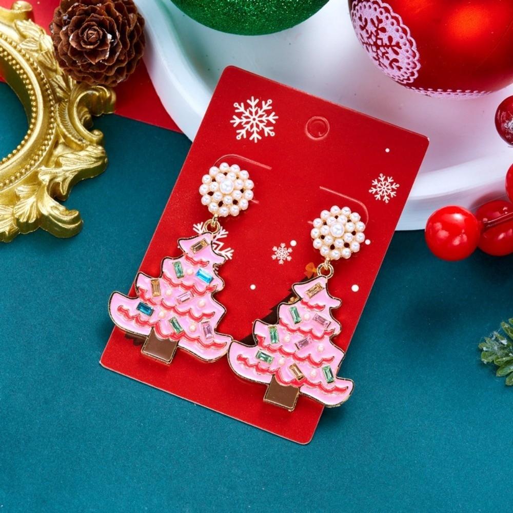Crystal Christmas Tree Earrings Colorful Crystal Xmas Studs Rhinestone Drop Ear Fashion Women