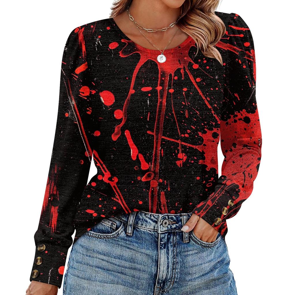 Women's Halloween Print Fashionable Long-sleeved Top