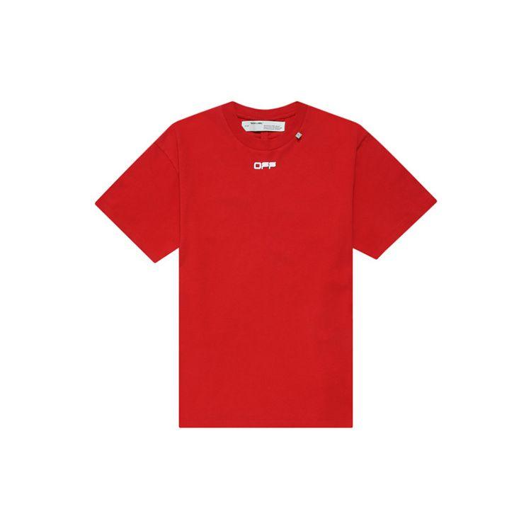 Off-White Oil Painting Arrow Print Loose T-Shirt Men Tops Red OMAA038S201850042088