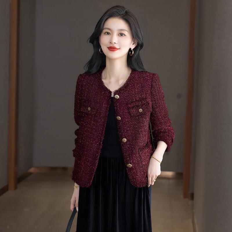Sisbaishir Women's Tweed Style Single-breasted Jacket