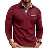 Camisa Polo de Manga Larga con Ribete a Cuadros, Elegante Top Casual para Hombre