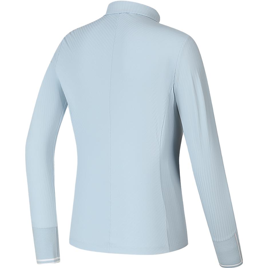 FILA Official 2023 Winter New Knit Long Sleeve Polo Shirt Simple Golf Sports Top Women tops Sky-Blue A11W345211F-LB