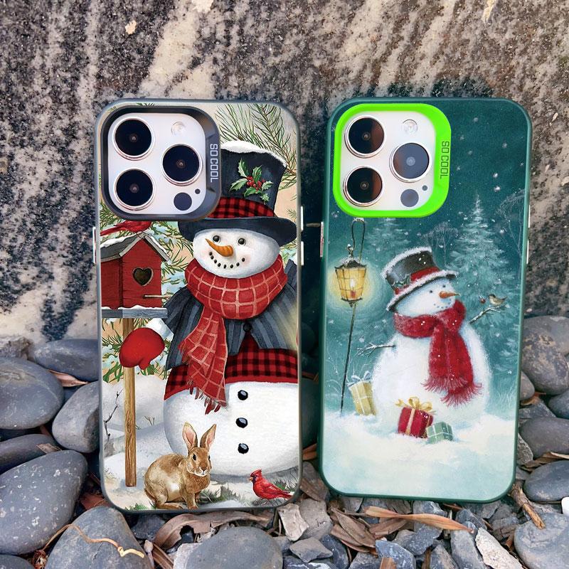 Christmas Snow Tree Phone Case For iPhone 16 Pro Max 15 14 13 12 11 Pro Max 13 Mini 15 14 Plus Shockproof Laser Back Cover Funda