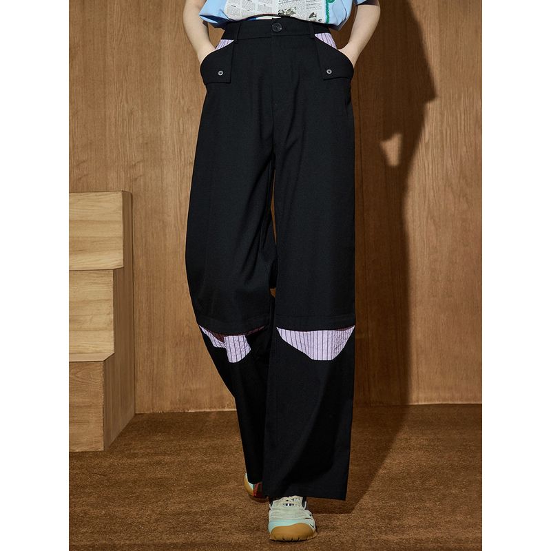 Coolhut American Style Personalized Patchwork Trendy High-Waisted Straight-Leg 2026 Spring Women's Casual Pants Straight-Leg Pants