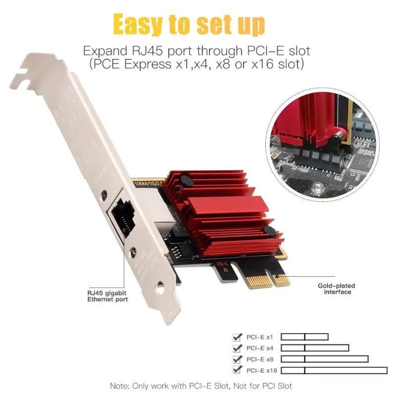 1Pc 2.5G PCI-E To RJ45 Network Card RTL8125B Chip 100/1000Mbps 2.5Gbps Ethernet Wired LAN Controller Adapter For Win7/8/10/11