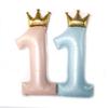 Large Blue Pearlescent Crown Number 1 Foil Balloon - First Birthday Decoration