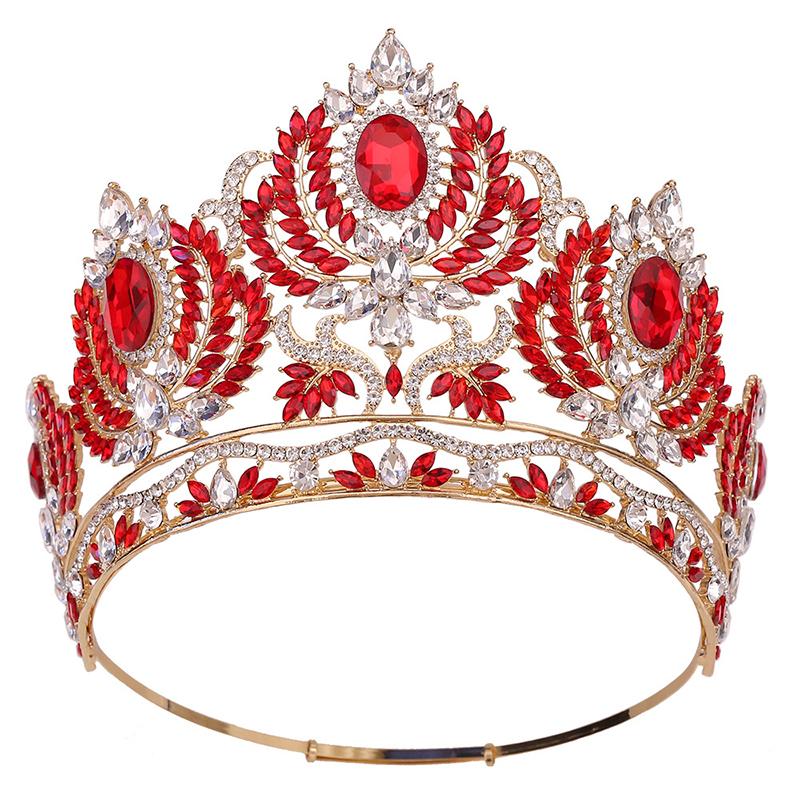 Baroque Big Diadem Rhinestone Crystal Tiaras for Queen Bridal Wedding Head Jewelry Large Crown Pageant Bride Headwear