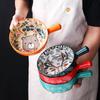 Ceramic Hand Painted Handle Bowl Creative Cartoon Breakfast Salad Bowl With Handle Gratin Bowl Baking Bowl Breakfast Bowl