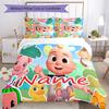 3pcs Custom Name CoComelon - Dance Party Bedding Set Duvet Cover Closure Includes 1 Duvet Cover & 2 Pillowcases for All Seasons Bedroom Decor