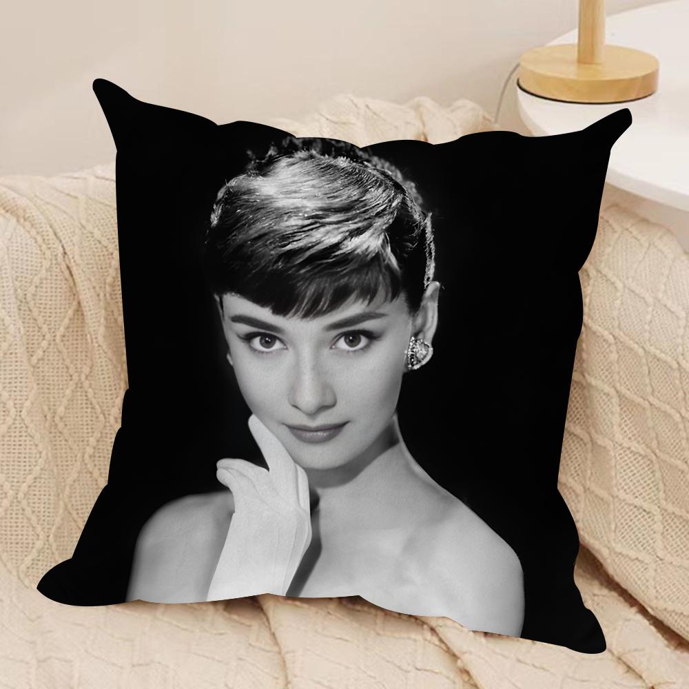 Federa Cuscino Classica A-Audrey H-Hepburn Peluche Corto Setoso Cerniera Invisibile Antipolvere Federa Cuscino Divano Per Decorazione Casa