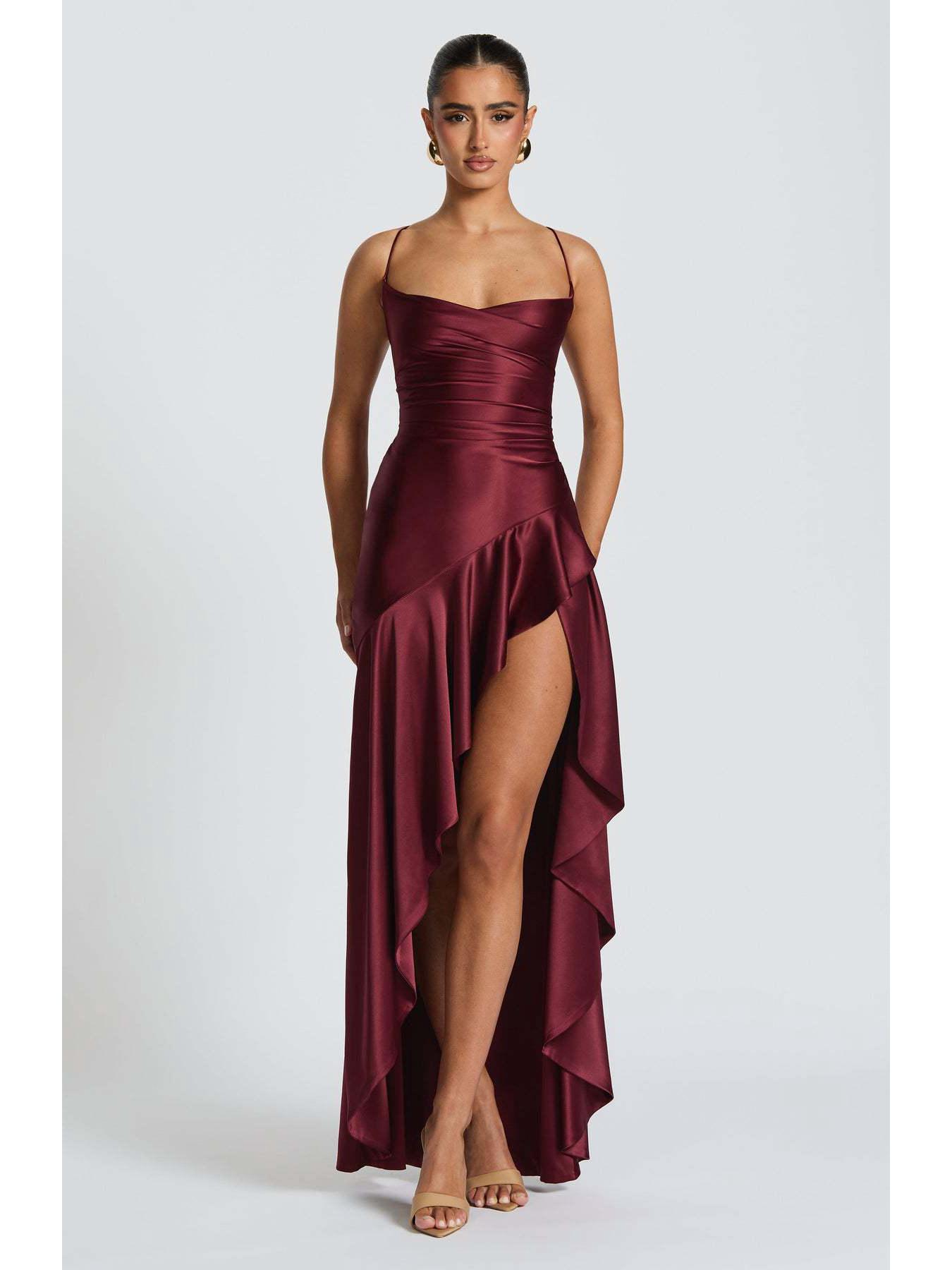 

2025 Літня сексуальна жіноча сукня з відкритим спиною та рюшами (Європа та Америка) Small