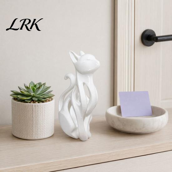 Black Cat Figurine 3D Printed Hollow Figurine, Modern White Kitten Statue, Durable Decor Artistic Animal Sculpture Desk Decoration, Gift for
