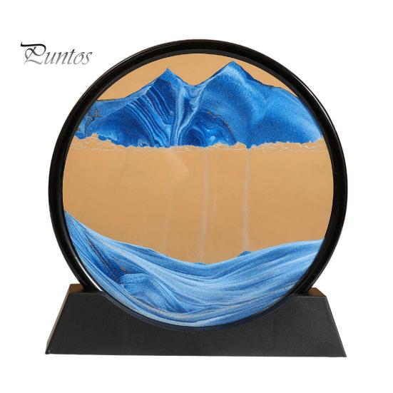 

Движущаяся песчаная художественная картина, жидкое движение, 3D, глубокий песчаный пейзаж, рамочная жидкая картина, зыбучий песок, украшение для домашнего и офисного стола S синий