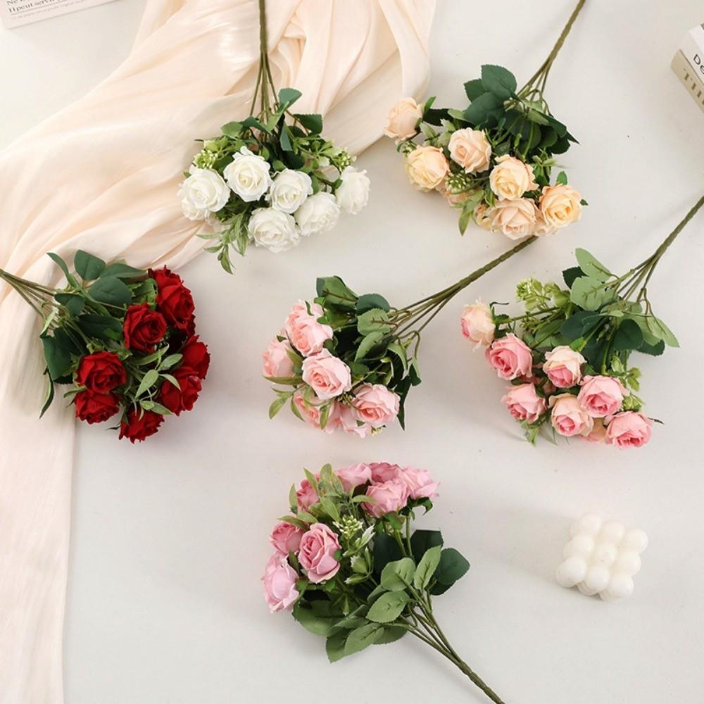 10 Heads Real Happy Flower 6 Colors Photography Photo Gift Valentine's Day Flowers Rose Flowers Decorative Home Decorative
