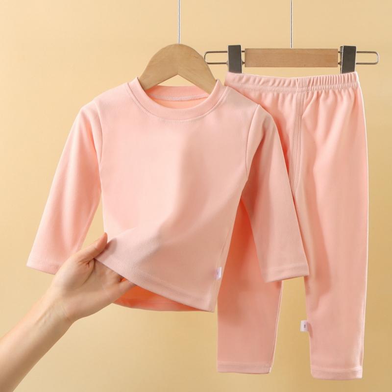 2pcs/set Children's Autumn Winter Pajamas Round Neck Warm Casual Suit For Boys And Girls Comfortable Sports Home Base Shirt Set