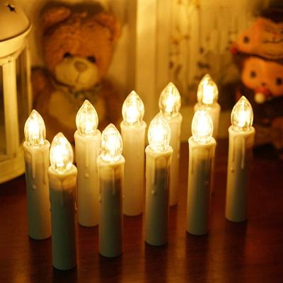 BlueFire LED Candle Lights, 10-Piece Set, with Remote Control, Timer, Flashing Function, and Candlesticks for Home Decor, Garden, Weddings, Parties,