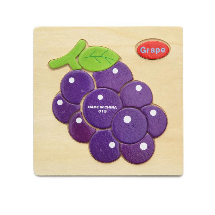 Cartoon Animal Fruit Car Pattern Wooden 3D Puzzle Baby Intelligence Early Learning Educational Toy Cute Wood Puzzle For Kids