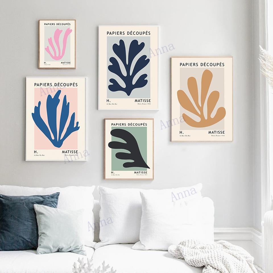 Henri Matisse Colorful Leaf Print Exhibition Poster Abstract Gallery Wall Art Canvas Painting Picture for Living Room Home Decor