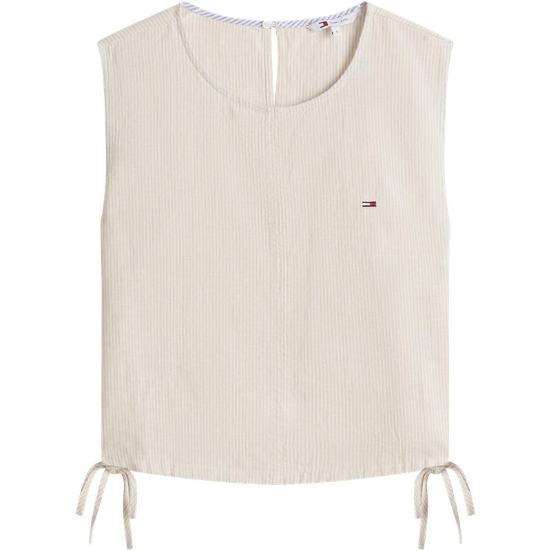 Tommy Jeans Linen Blend Striped Sleeveless Top M