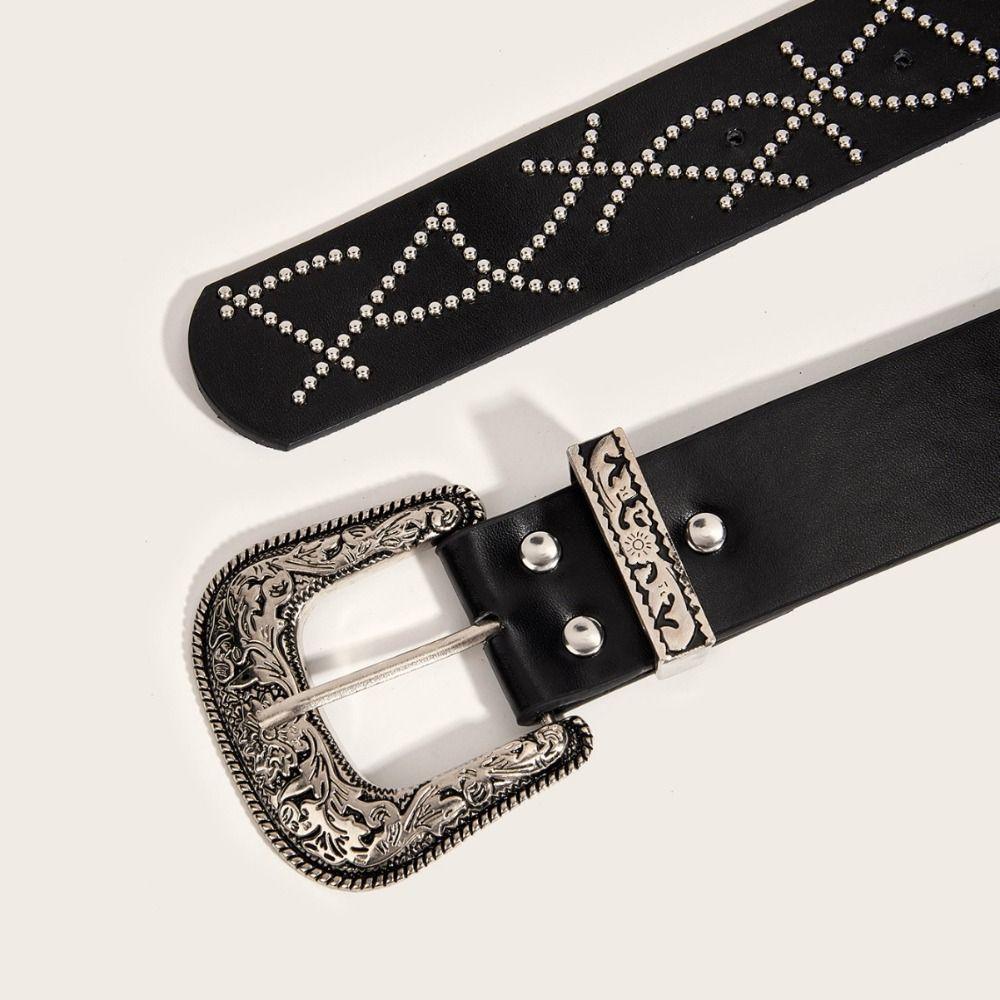 Gothic Buckle Waist Belt Black White Dress Jeans Belt Versatile Women's Belt  Spicy Girls