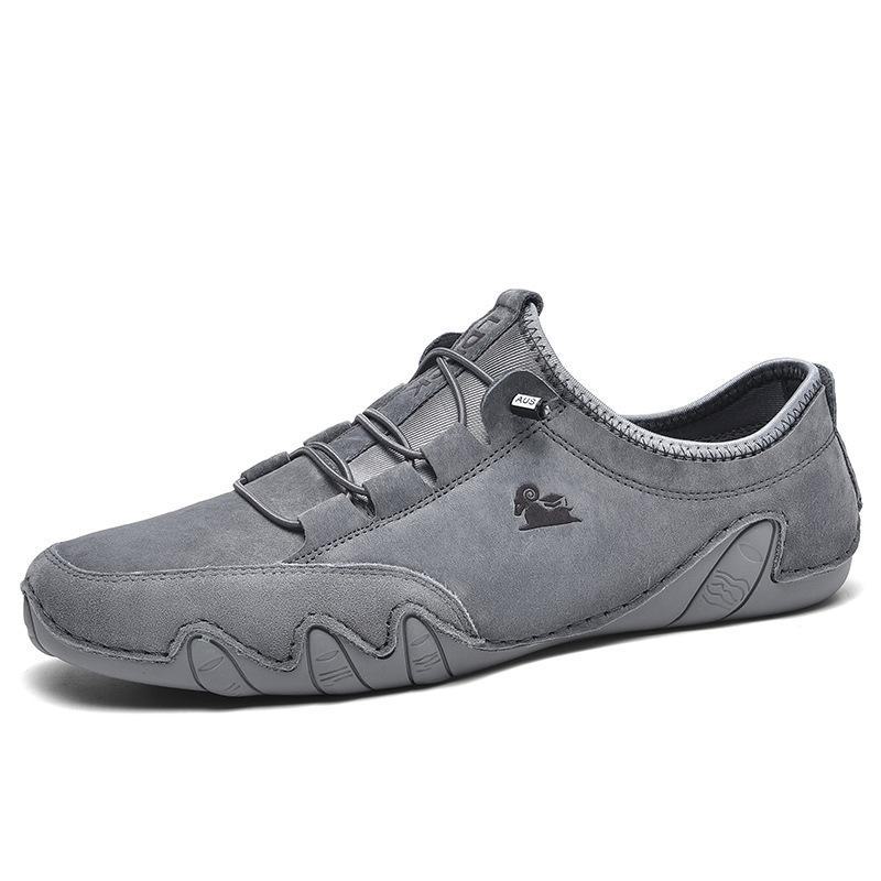 LDECK Men's Large Size Leather Low-Top Casual Martin Shoes