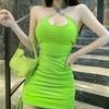 Summer Internet Celebrity Live Streaming Host Celebrity Fashion Sexy Beauty Back Neck Drawstring Folds Slim Slim Slim Hip Wrap Dress Women