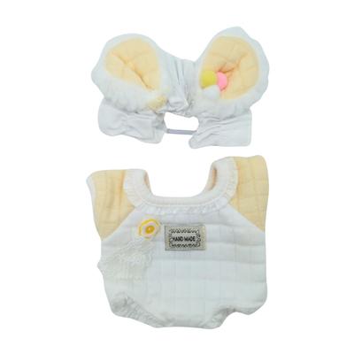 COZENTA Vestiti per Bambola di Peluche, Orecchie da Coniglio, Fascia per Capelli e Pagliaccetto, Carino (20cm, Giallo)