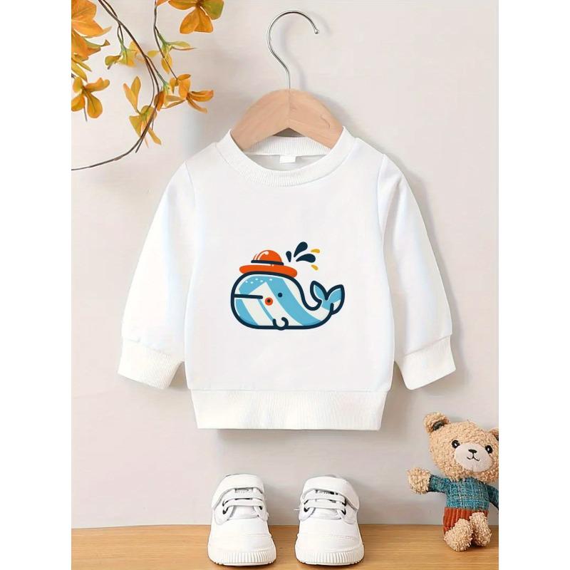European Size Stylish Cartoon Print Design, Soft And Skin-Friendly Thin Sweatshirt for Baby Boys Aged 0-3 Years, Perfect for Spring And Autumn