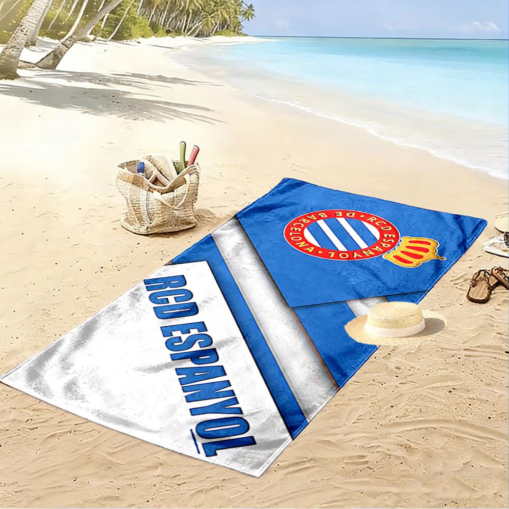 Giant Beach Blanket with RCD Espanyol Barcelona Club Crest, Quick Dry Microfiber, Soft Portable, for Beach Pool Travel