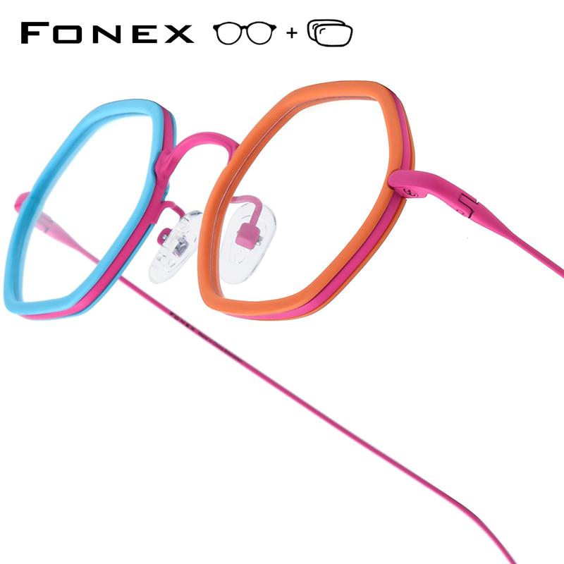 

FONEX Прогрессивные очки по рецепту Пользовательские фотохромные очки для близорукости Оптические линзы Очки Мужские Полигональные очки Титановая оправа 895 Single Version&1.56&None