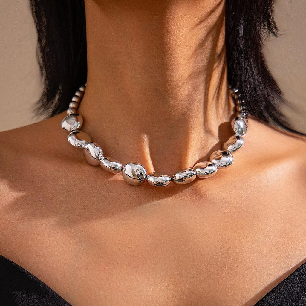 Salircon Minimalism Geometric CCB Beads Chain Choker Necklace Bracelets for Women Men 2026 Trend Punk Party Jewelry Set