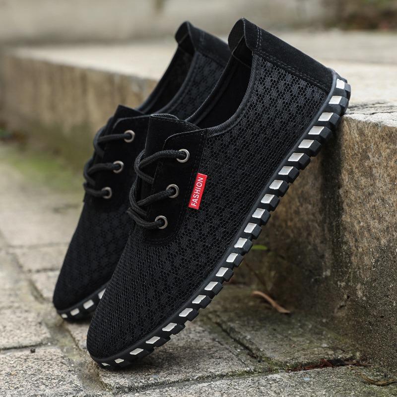 Summer breathable hollow lace-up one men's student casual sports shoes mesh shoes men's mesh shoes