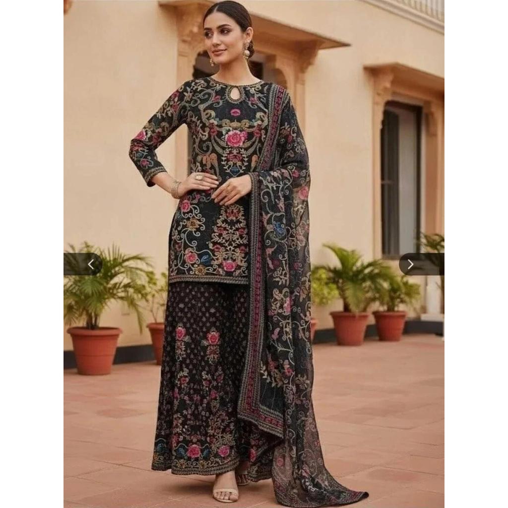 Women's Wedding Wear Kurti Sharara Dupatta Set Bollywood Pakistani Salwar Kameez