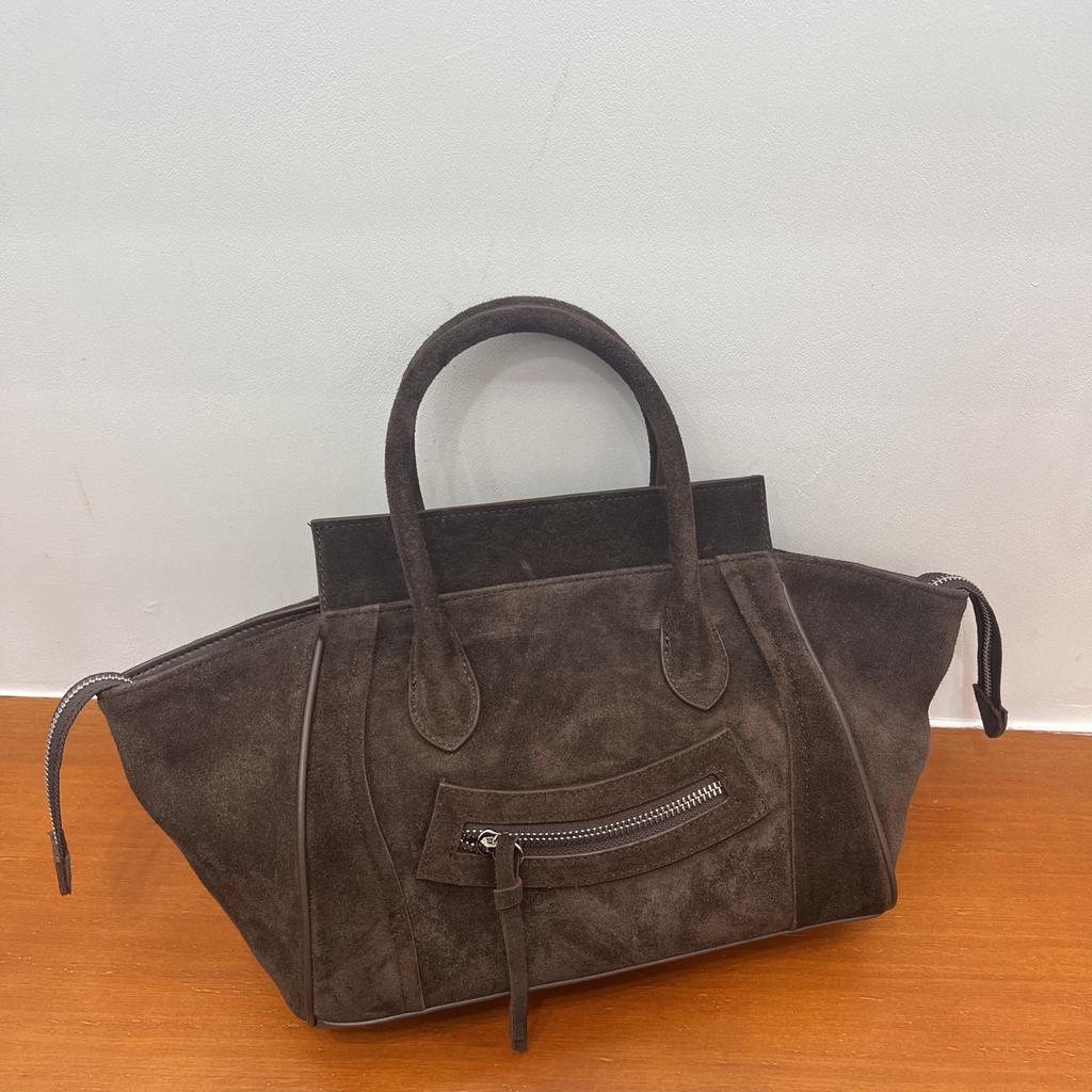 Top Layer Cowhide Hard Cowhide Leather Cute Cartoon Face Hand Tote Bag Large Capacity Breathable Soft Lining Single Shoulder Crossbody Bag