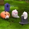 3D Halloween Small Ornaments Cute Ghost Candlestick Ornaments Halloween Ghost Tombstone  Outdoor