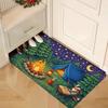 1pc, 2D Flat Printing, Starry Night Camping Theme Mat, Campfire Tent Raccoon Pattern Carpet, Colorful And Non-Slip, Machine Washable Polyester Carpet,